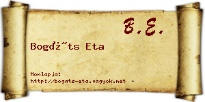 Bogáts Eta névjegykártya
